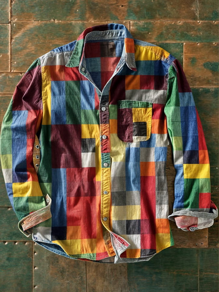 Jhoanny - Langarmshirt MIT Geometrischem Patchwork-muster