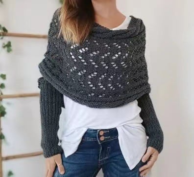 Reinhilde –  Doppelten Ärmeln Shawl Schal