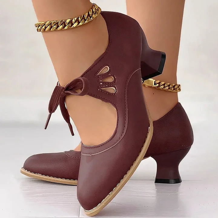 Zydrune - Vintage Leder Pumps Mit Hohem Absatz