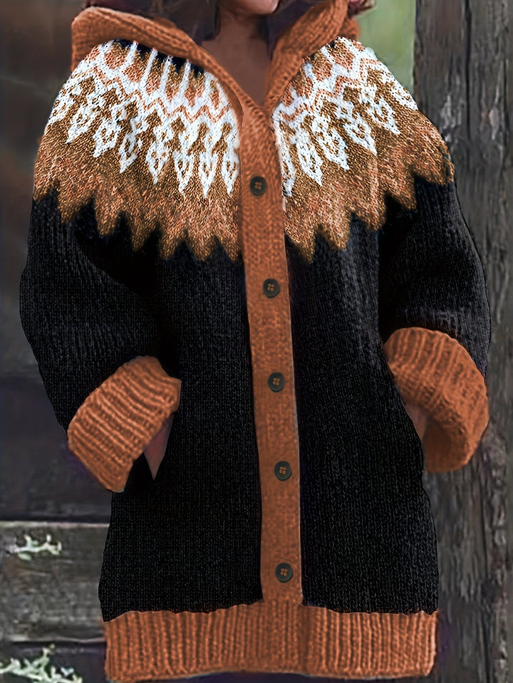 Gulnur - Eleganter Winter Pullover Mit Kapuze Und Langen Ärmeln