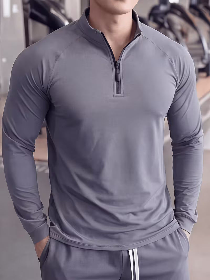 Zerdan – Langarm-Sweatshirt Mit Halbem Reißverschluss