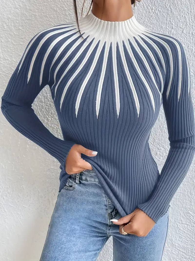 Maider – Eleganter Langarm Pullover Mit Hoher Kragen