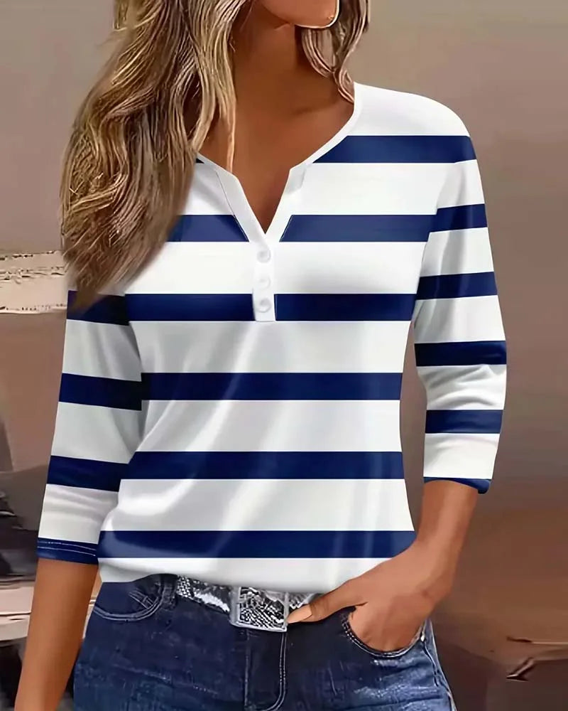 Ainhoa – Langärmelige, Universelle Gestreifte Bluse