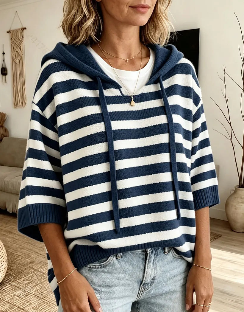 Kiera – Übergröße Kapuzenpullover Mit Streifenmuster