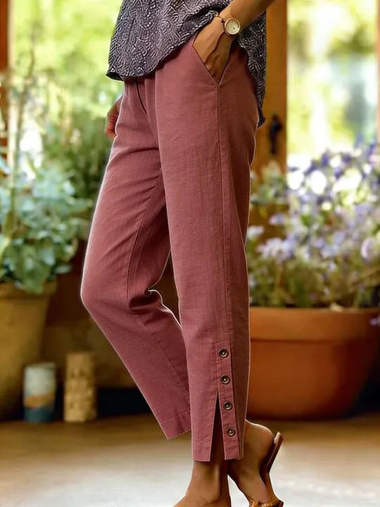 Kileza – Lässige, Locker Sitzende Hose Mit Knöpfen