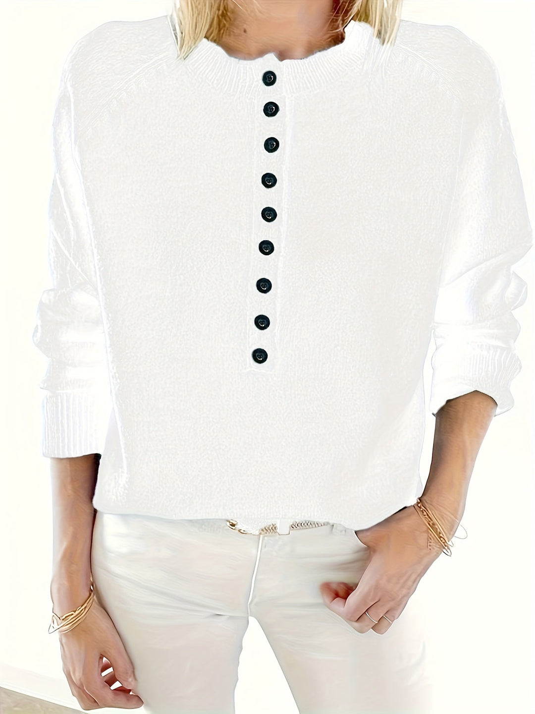 Yelena - Langärmeliger Pullover Mit Knöpfen