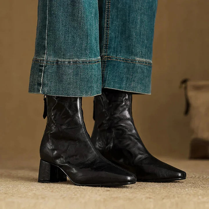 Selmia – Lässige Stiefeletten Mit Eckiger Zehenpartie