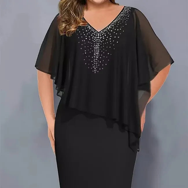 Amelie – Chiffon-kleid MIT V-ausschnitt Und Strassverzierung