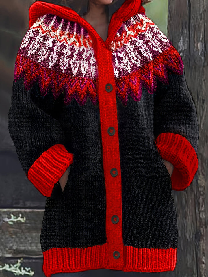 Gulnur - Eleganter Winter Pullover Mit Kapuze Und Langen Ärmeln