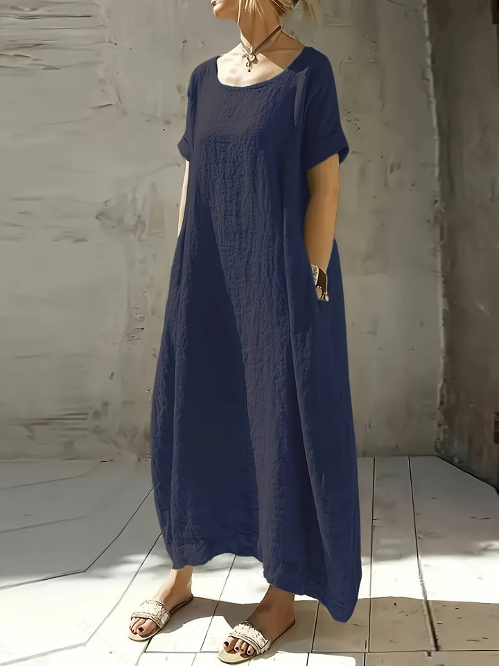 Anuradhi - Lässiges Langes Kleid Mit Weiten Ärmeln