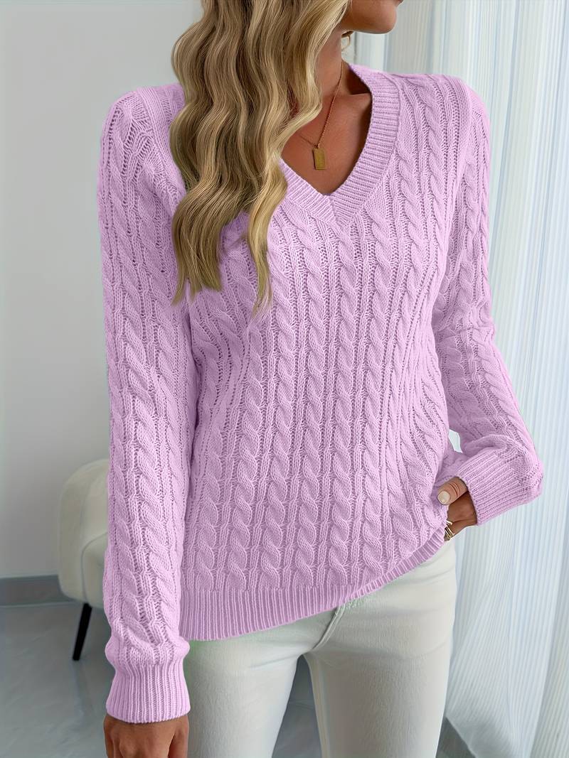 Zivah - Stylischer Gerippter Pullover Mit V-Ausschnitt