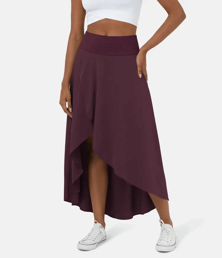 Keisha - Lässiger Midirock Mit Hoher Taille Und Tiefem Volantrock