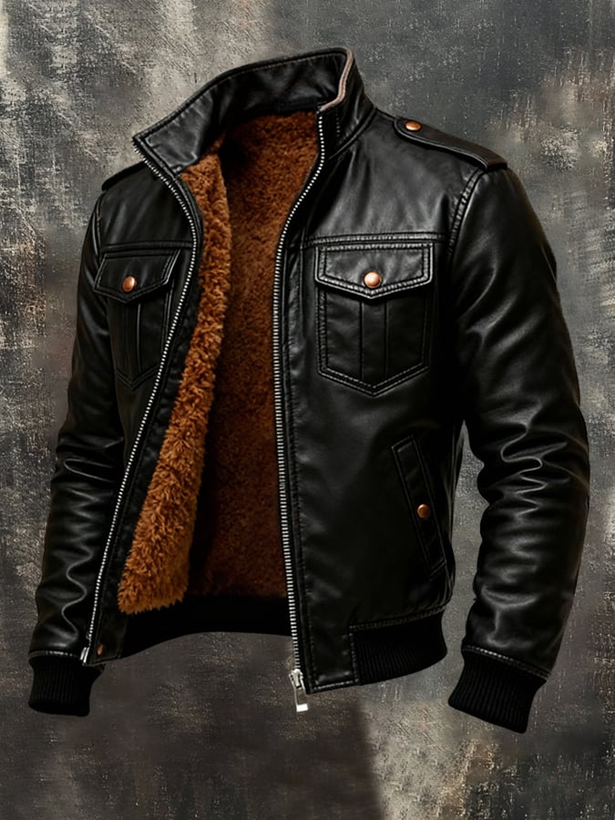 Marek – Weiche Leder Jacke Mit Fronttaschen