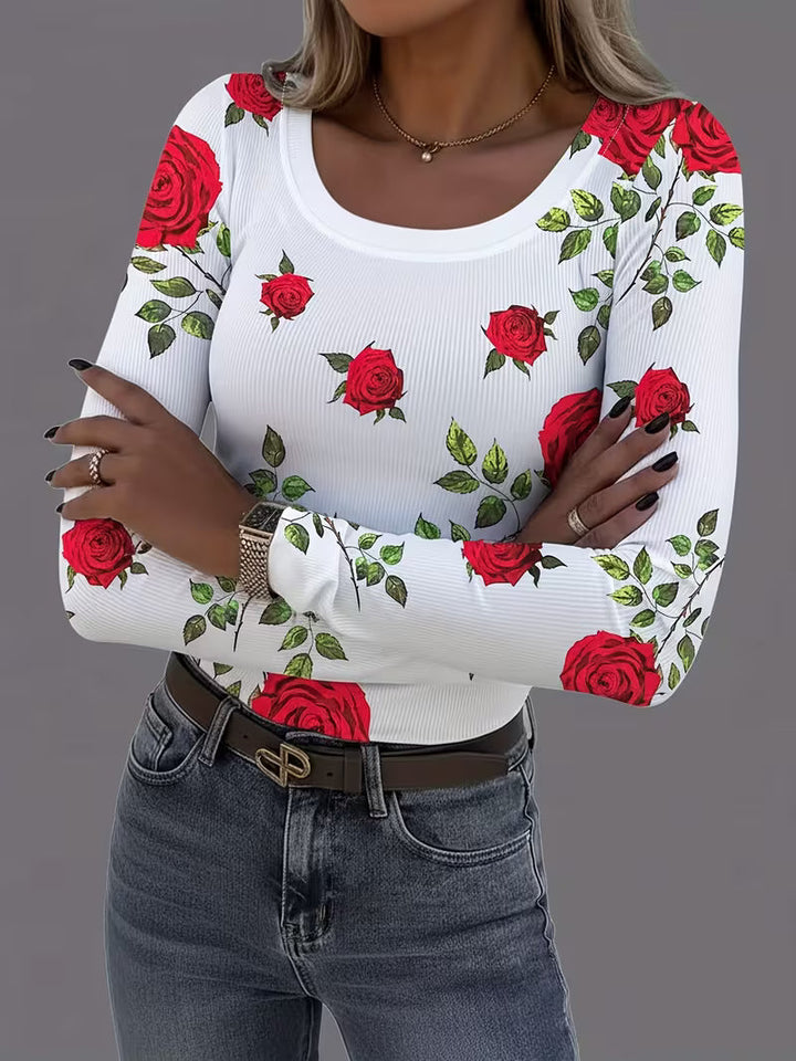 Rabiye – Oberteil mit Blumenmuster und quadratischem Ausschnitt