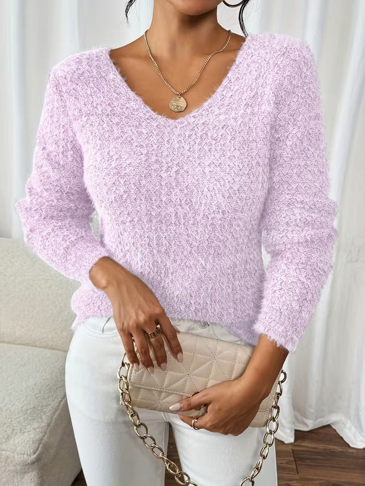 Aderah - Lockere Passform V-Ausschnitt Pullover