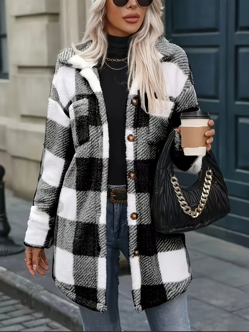 Zariana – Plüschjacke Mit Kariertem Muster im Grenzüberschreitend-Stil