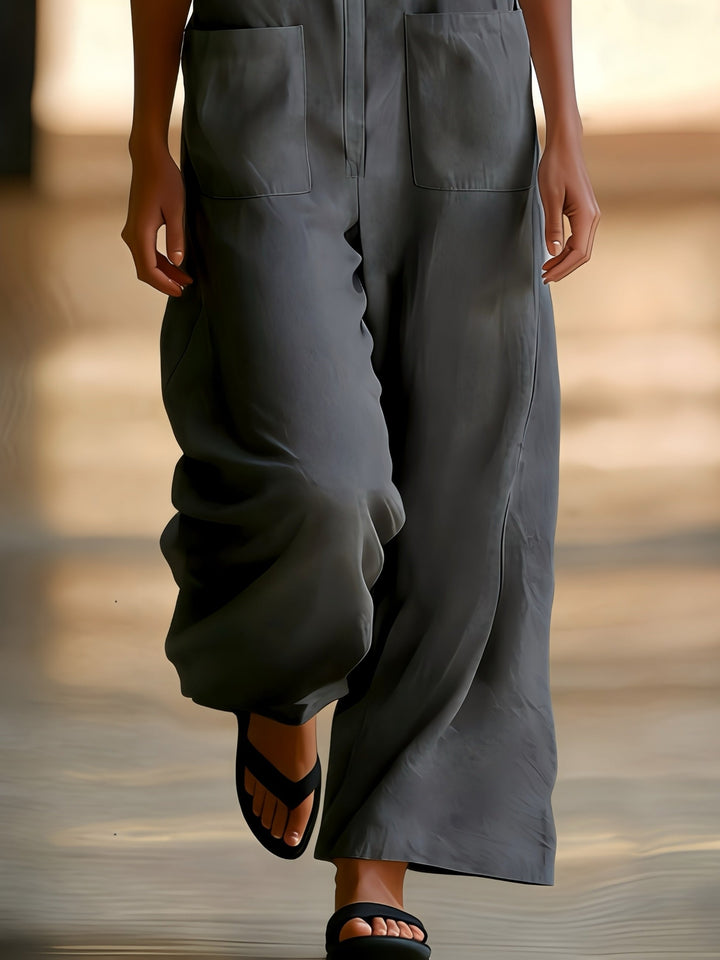 Kristiana - Lässiger Overall Mit Weitem Bein Und Tasche