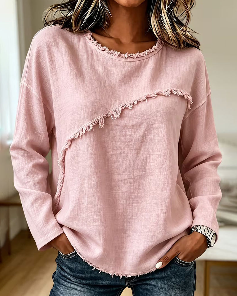 Myrtle – Bluse mit asymmetrischem Rundhalsausschnitt