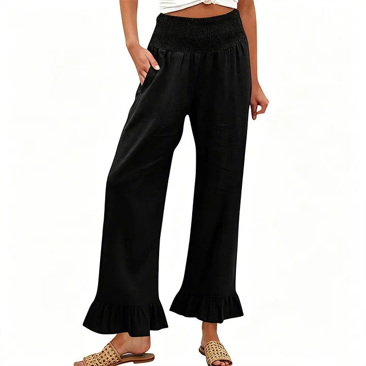 Moriom - Boho Lounge Hose Aus Baumwolle Mit Rüschen