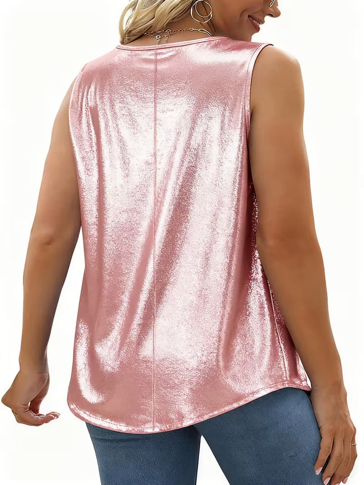 Shivina – Metallisch-Tanktop Mit U-Ausschnitt