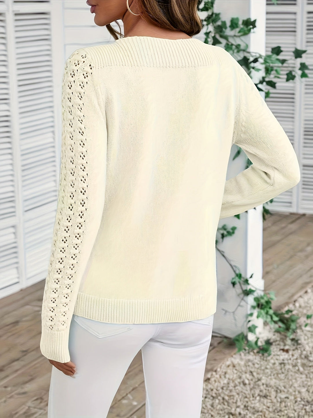 Pauliina - Lässiger Langarm Pullover Mit Lochmuster