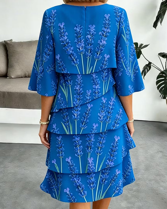 Liania – Mehrlagiges Kleid Mit Lavendel-Drucken