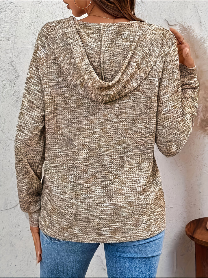 Graca - Long Sleeve Hoodie Sweater With Button