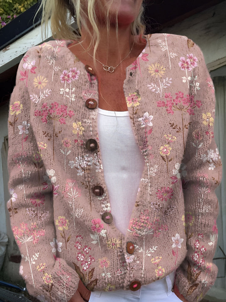 Alvimia - Modische Strickjacke Mit Blumenmuster