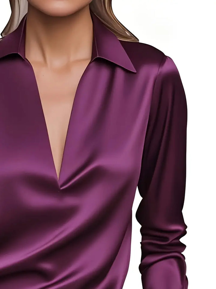 Nadene - Prämie Bluse Mit V-Ausschnitt