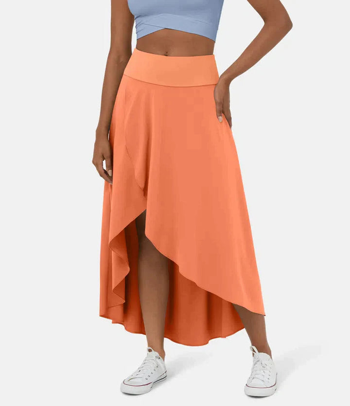 Keisha - Lässiger Midirock Mit Hoher Taille Und Tiefem Volantrock