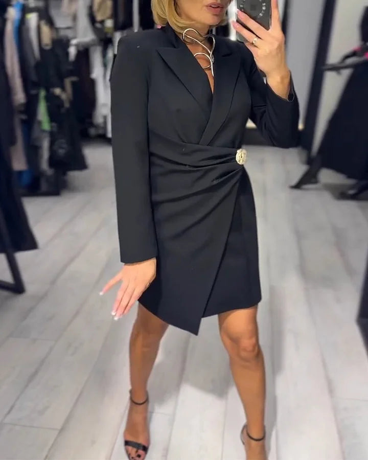 Funshine - Anzugkragen Mode Schlanke Passform Kleid