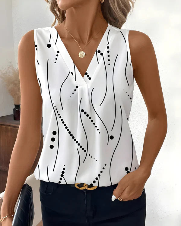 Thea - Ärmellose Bluse Mit V Ausschnitt