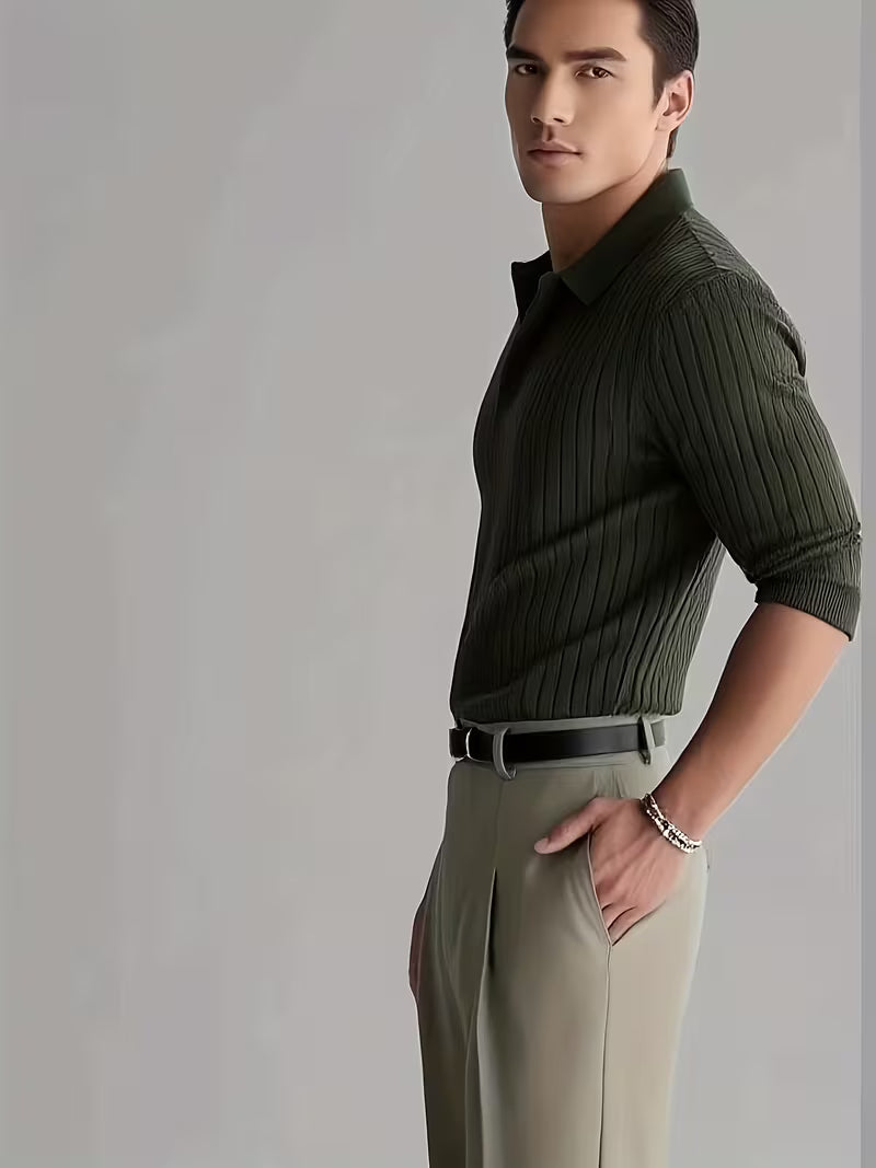 Kaeran – Eleganter Polo-Pullover Aus Geripptem Strick
