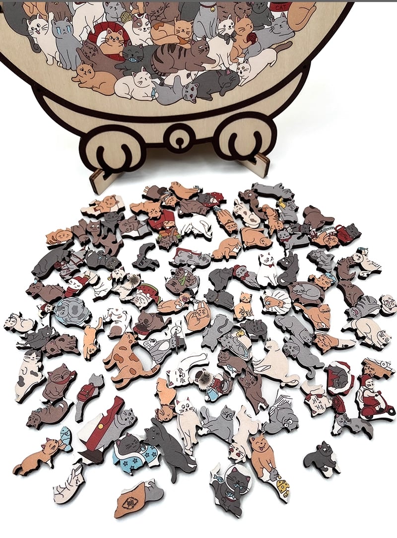 KittyCluster – 135-Teiliges Holz Rätsel In Katzenform