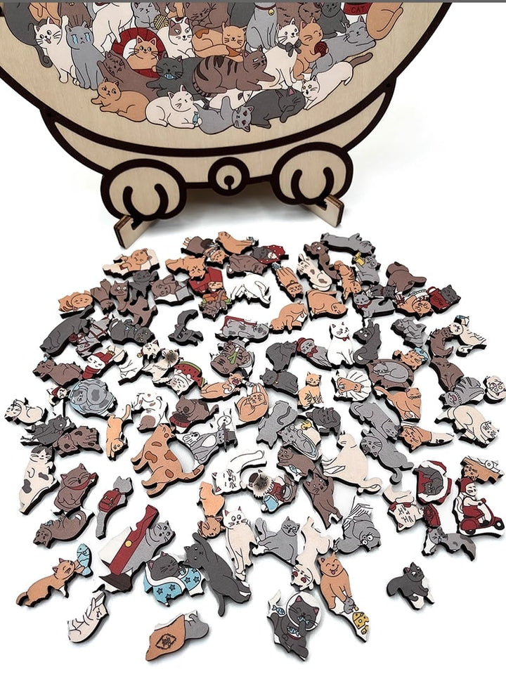 KittyCluster – 135-Teiliges Holz Rätsel In Katzenform