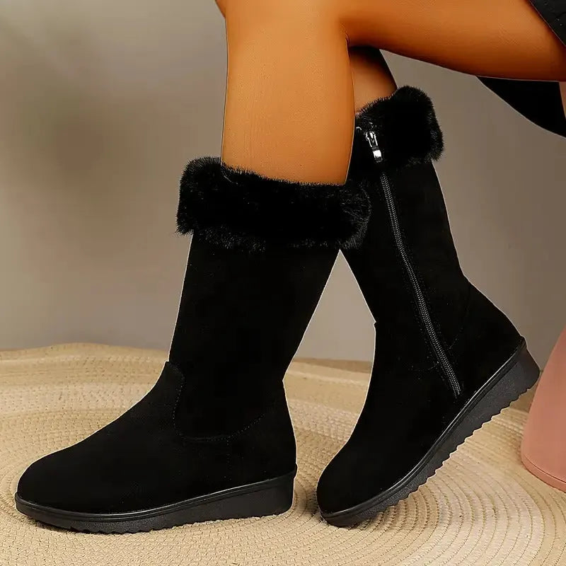 Neah - Warmer Langer Stiefel Mit Reißverschluss