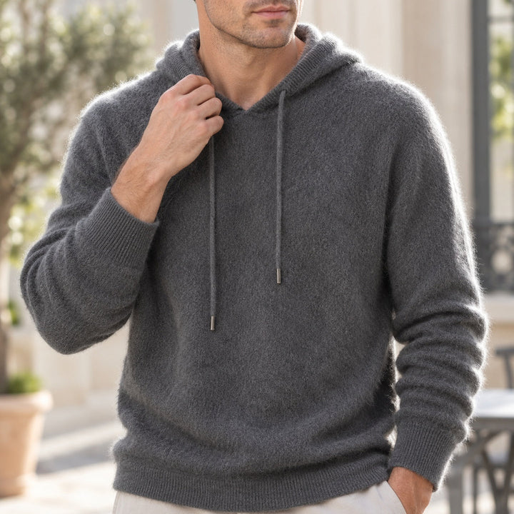 Fynch – Strick-Hoodie mit Kordelzug und Gerippten Bündchen