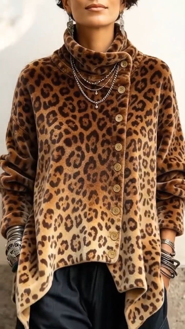 Lyrona – Langarm Bluse Mit Leoparden Muster