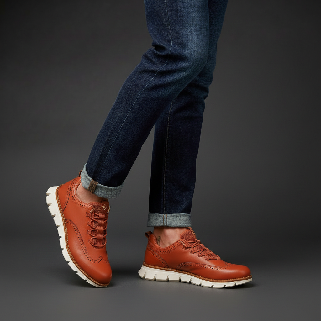 Heijnen – Sneaker Aus Leder im Wingtip Brogue Stil