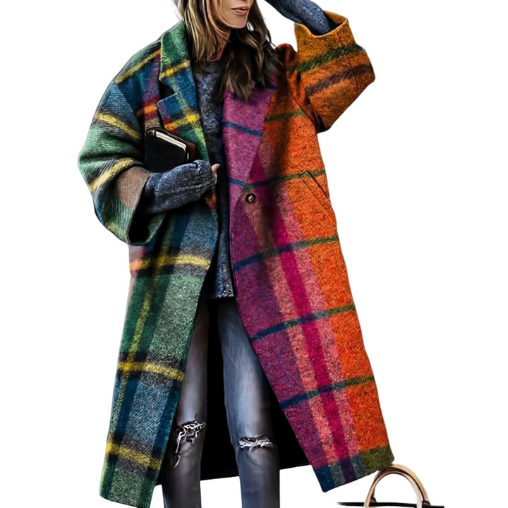 Orsolya – Langärmeliger Mantel mit Taschen Und Drucken