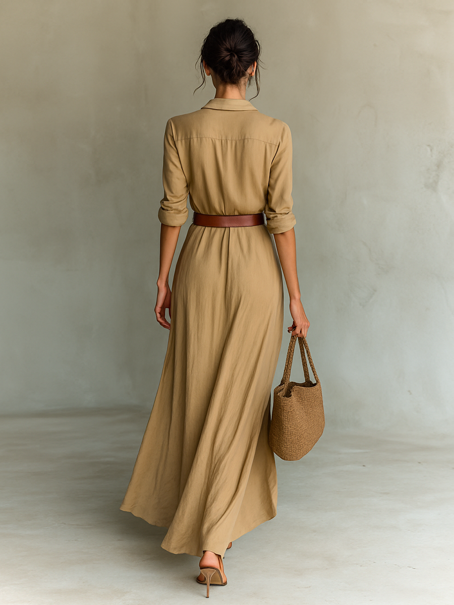 Moona - Kleid Mit Langen Ärmeln Und Reverskragen