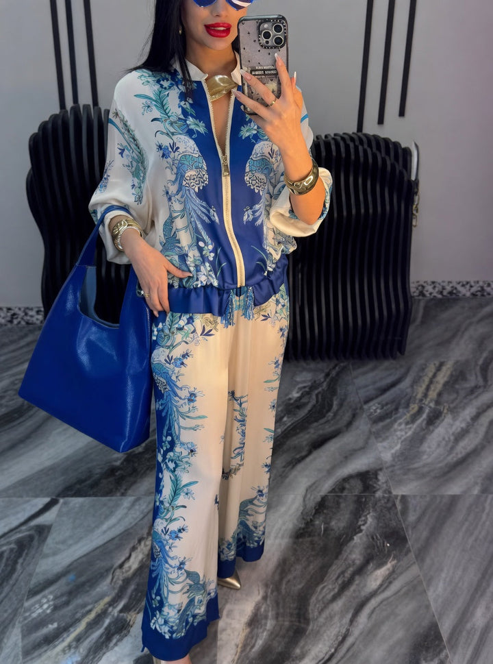 Katya - Eleganter Blumen Drucken Zweiteiliges Set