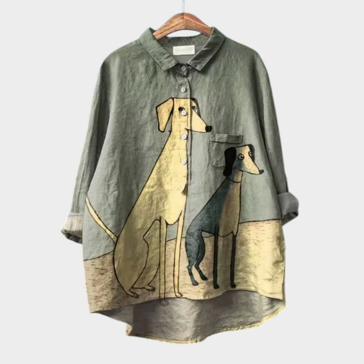 Dovile - Elegante Bluse Mit Hundemuster