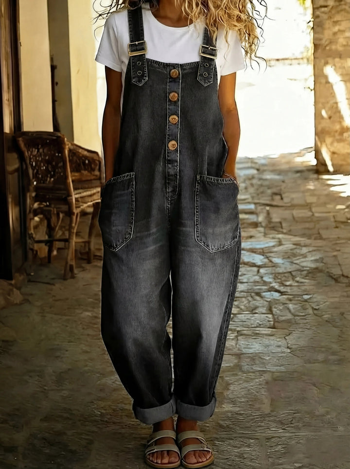 Chamodi - Lässiger Denim Overall Mit Verstellbarer Schnalle