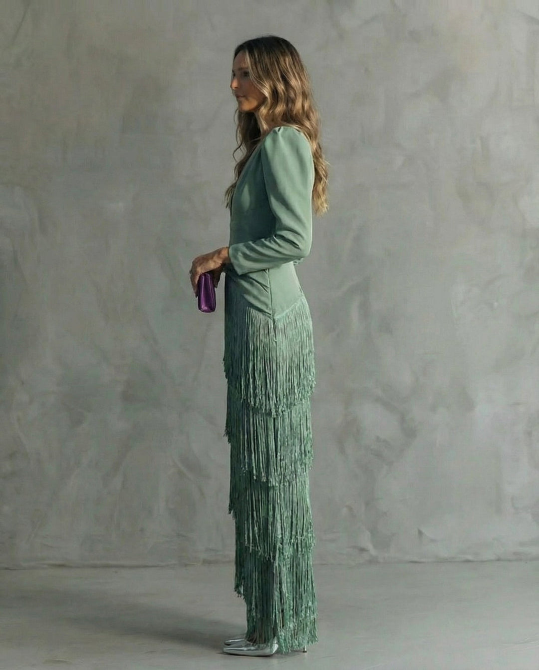 Nipuni - Elegantes Kleid Mit Fransenärmeln