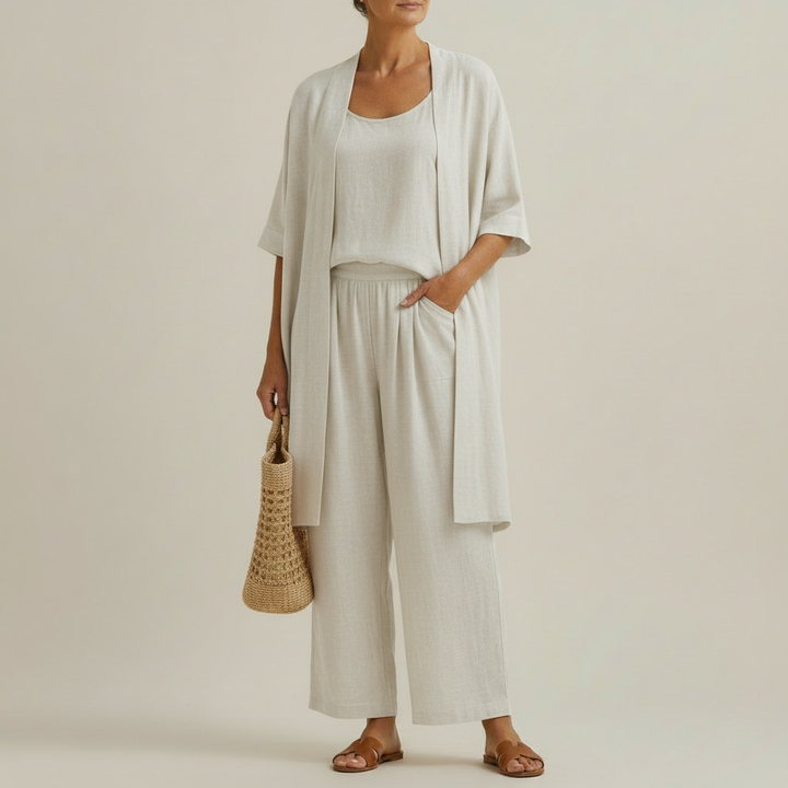 Risteena – Minimalistisches Dreiteiliges Set Aus Leinen Und Baumwolle