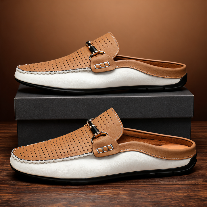 Mounir - Lässige Rückenfreie Pantoletten Mit Metallakzenten