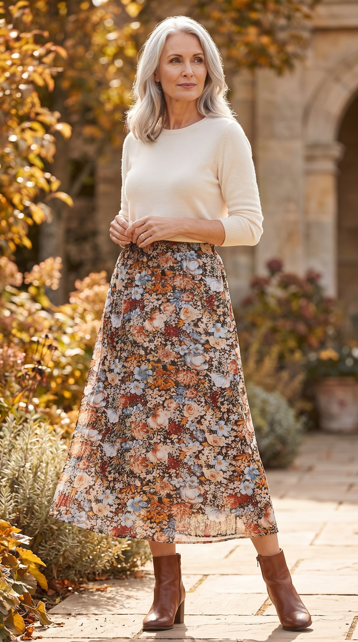 Zolina – Rock MIT Blumen Muster Und Elastischem Bund