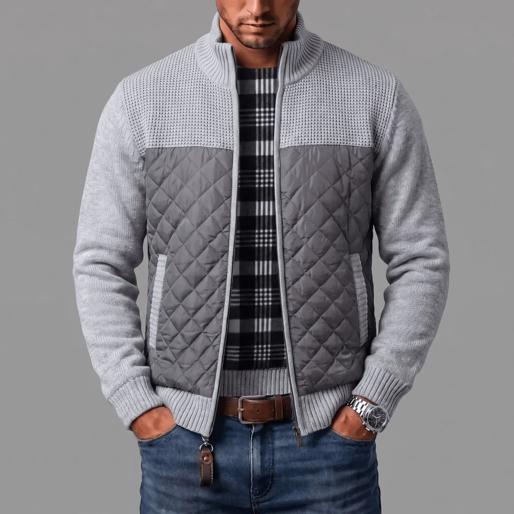 Liman – Gesteppte Strickjacke Mit Durchgehendem Reißverschluss Und Gesticktem Einsatz