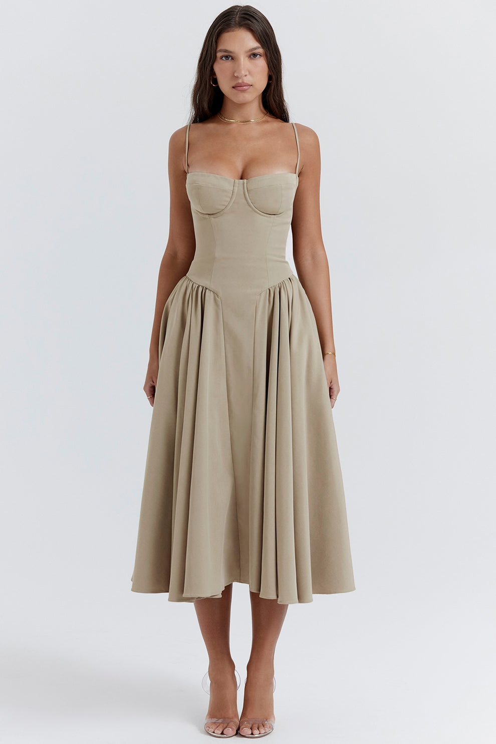Maissa – Elegantes Midi Kleid mit Ärmeln